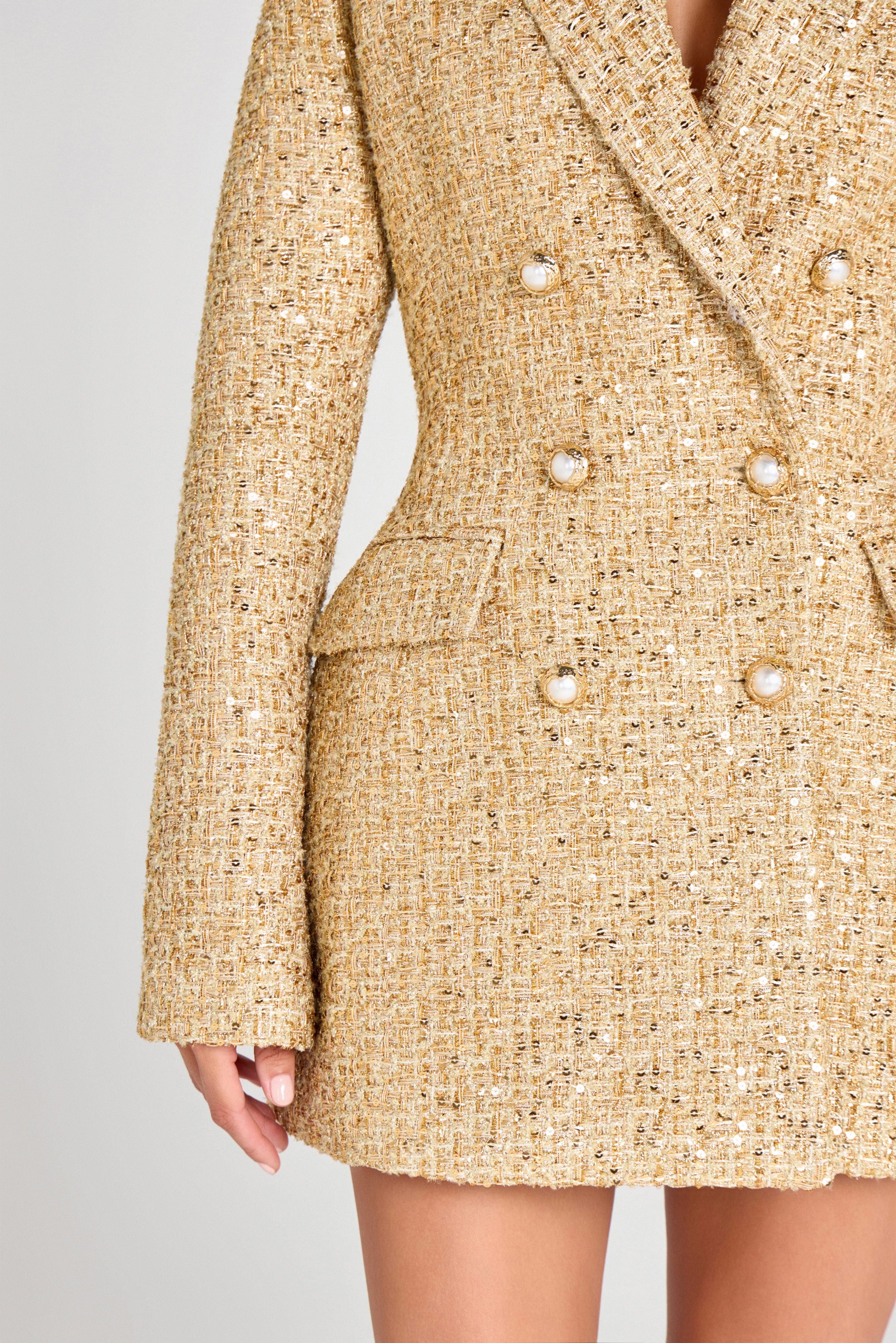 Monica Gold Blazer Dress - Image 5